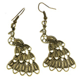 Mi Amore Antiqued Peacock Dangle-Earrings Gold-Tone