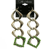 Mi Amore Green Acrylic Gems  Dangle-Earrings Silver-Tone/Green