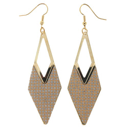 Gold-Tone & Peach Colored Metal Dangle-Earrings