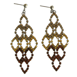 Silver-Tone Dangle-Earrings With Yellow & Orange Crystal Accents