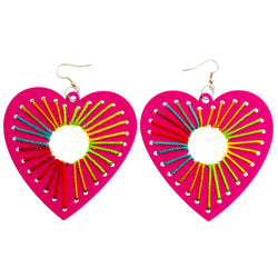 Mi Amore Heart Dangle-Earrings Pink/Multicolor