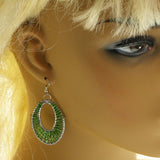 Mi Amore Dangle-Earrings Green/Silver-Tone