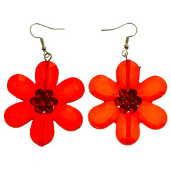 Mi Amore Flower Dangle-Earrings Red