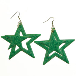 Mi Amore Star Dangle-Earrings Green