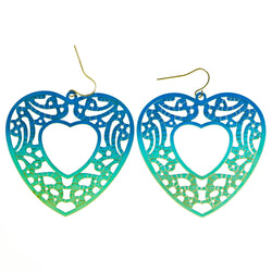 Mi Amore Heart Dangle-Earrings Blue