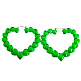 Mi Amore Heart Dangle-Earrings Green