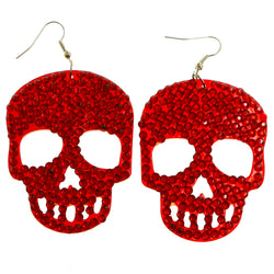 Mi Amore Skull Dangle-Earrings Red