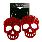 Mi Amore Skull Dangle-Earrings Red