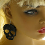 Mi Amore Skull Dangle-Earrings Black