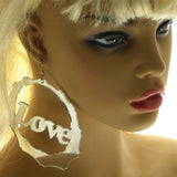 Mi Amore Love Dangle-Earrings Silver-Tone