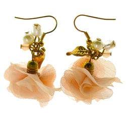 Mi Amore Leaf Dangle-Earrings Pink/Gold-Tone