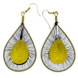 Mi Amore  Silver-Tone/Yellow Dangle-Earrings