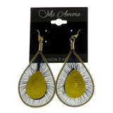 Mi Amore  Silver-Tone/Yellow Dangle-Earrings