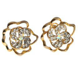 Gold-Tone & Silver-Tone Metal Stud-Earrings With Crystal Accents