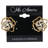 Gold-Tone & Silver-Tone Metal Stud-Earrings With Crystal Accents