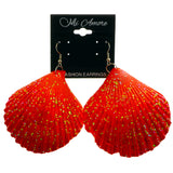 Mi Amore Sea Shell Dangle-Earrings Red