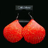 Mi Amore Sea Shell Dangle-Earrings Red