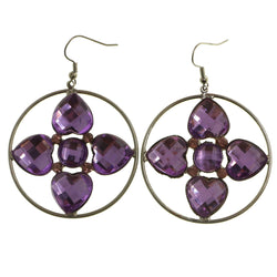 Mi Amore Purple Gems Dangle-Earrings Silver-Tone/Purple