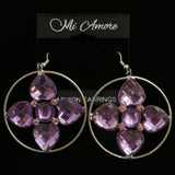 Mi Amore Purple Gems Dangle-Earrings Silver-Tone/Purple