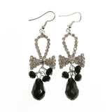 Mi Amore Crystal Bow Dangle-Earrings Silver-Tone/Black