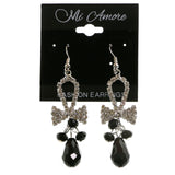 Mi Amore Crystal Bow Dangle-Earrings Silver-Tone/Black