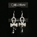 Mi Amore Crystal Bow Dangle-Earrings Silver-Tone/Black