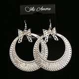 Mi Amore Bow Dangle-Earrings Silver-Tone