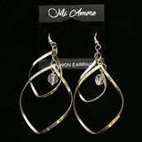 Mi Amore Acrylic Crystal Dangle-Earrings Silver-Tone