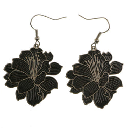 Mi Amore Flower Dangle-Earrings Silver-Tone/Black