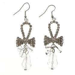 Mi Amore Crystal Bow Dangle-Earrings Silver-Tone/Clear
