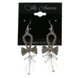 Mi Amore Crystal Bow Dangle-Earrings Silver-Tone/Clear