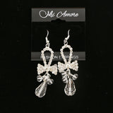 Mi Amore Crystal Bow Dangle-Earrings Silver-Tone/Clear
