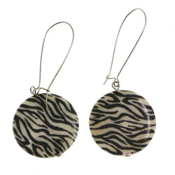 Mi Amore Zebra Stripe Dangle-Earrings Silver-Tone/Black