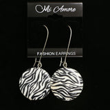 Mi Amore Zebra Stripe Dangle-Earrings Silver-Tone/Black