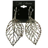 Mi Amore Leaves Dangle-Earrings Silver-Tone