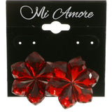 Mi Amore Red Gem Dangle-Earrings Silver-Tone/Red