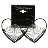Mi Amore Heart Dangle-Earrings Black/Dark-Silver