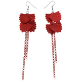 Mi Amore Chain Tassel Drop-Dangle-Earrings Red