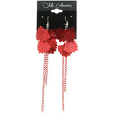 Mi Amore Chain Tassel Drop-Dangle-Earrings Red