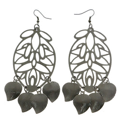 Mi Amore Leaf Drop-Dangle-Earrings Silver-Tone