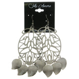 Mi Amore Leaf Drop-Dangle-Earrings Silver-Tone