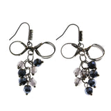 Mi Amore Metallic Bead Accents Dark Silver -Dangle-Earrings Silver-Tone & Blue