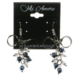 Mi Amore Metallic Bead Accents Dark Silver -Dangle-Earrings Silver-Tone & Blue