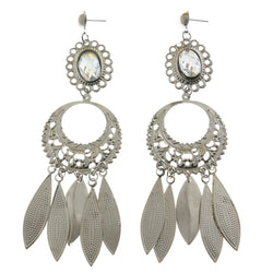 Mi Amore Faceted Acrylic Accent Filligree Drop-Dangle-Earrings Silver-Tone