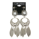 Mi Amore Faceted Acrylic Accent Filligree Drop-Dangle-Earrings Silver-Tone