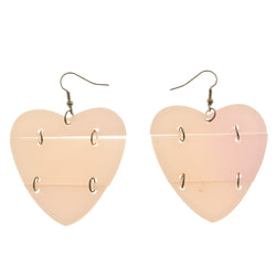 Mi Amore Heart Drop-Dangle-Earrings Pink/Silver-Tone