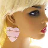 Mi Amore Heart Drop-Dangle-Earrings Pink/Silver-Tone
