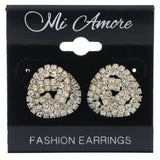 Silver-Tone Metal Stud-Earrings With Crystal Accents