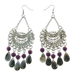 Mi Amore Filligree Drop-Dangle-Earrings Silver-Tone/Purple