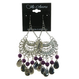 Mi Amore Filligree Drop-Dangle-Earrings Silver-Tone/Purple